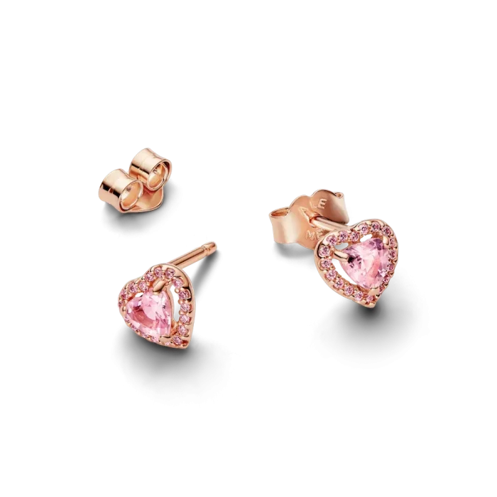 Pink Elevated Heart Stud Earrings - Image 4