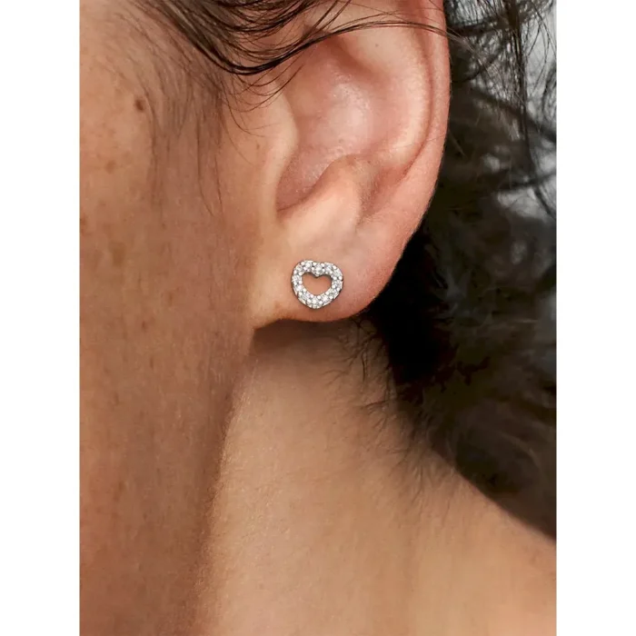 Open Heart Stud Earrings - Image 2