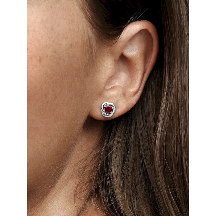 January Red Eternity Circle Stud Earrings - Image 2