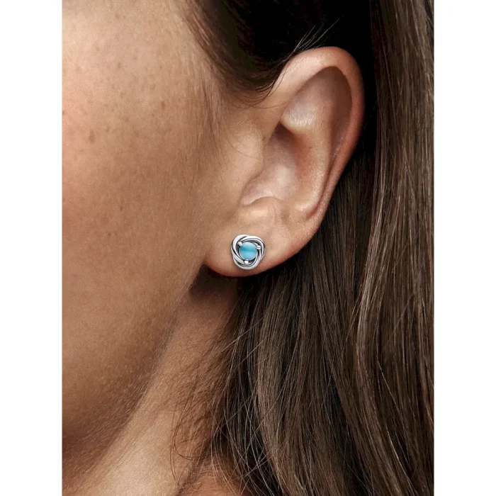 December Turquoise Blue Eternity Circle Stud Earrings - Image 3