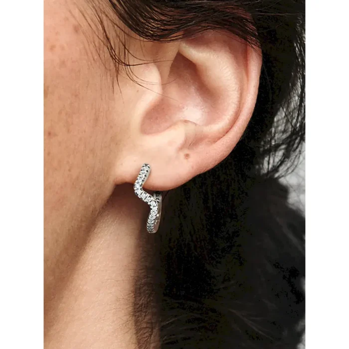 Sparkling Wave Hoop Earrings - Image 3