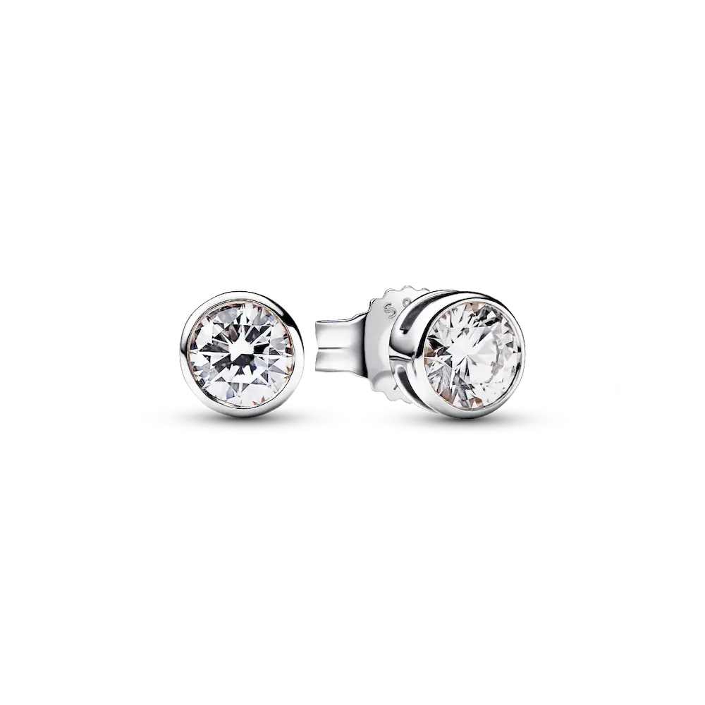 Pandora Era Bezel Sterling Silver Lab-grown Diamond Earrings