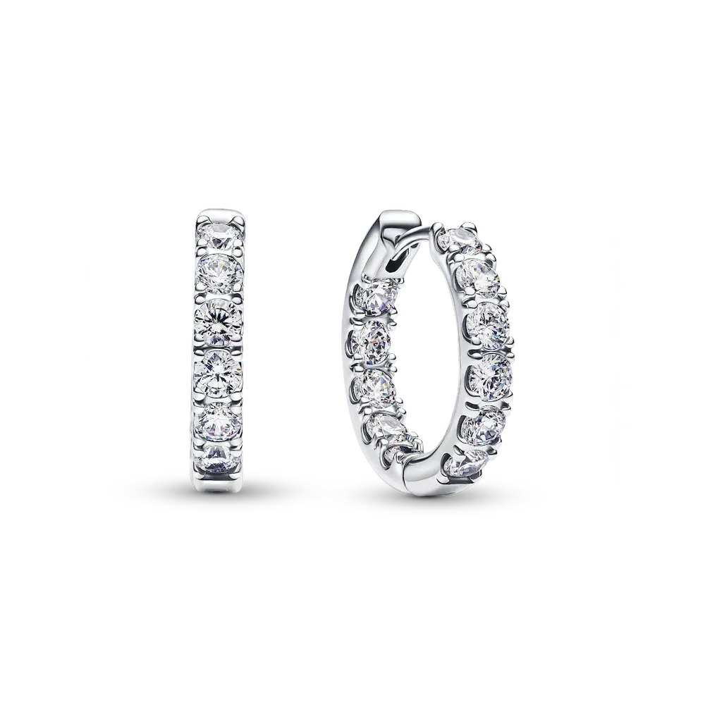 Sparkling Row Eternity Hoop Earrings