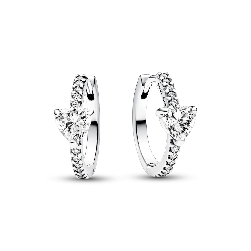 Sparkling Heart Hoop Earrings