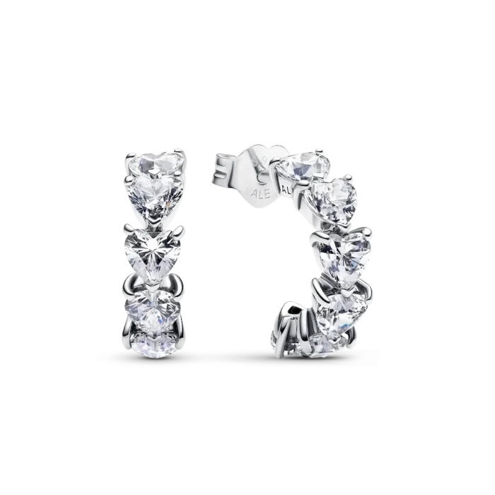 Sparkling Hearts Open Hoop Earrings - Image 2