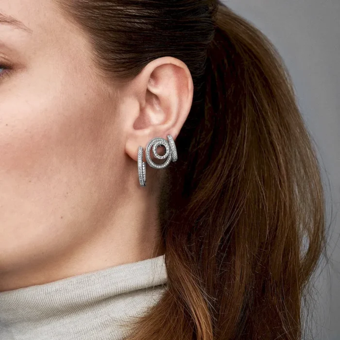 Pavé Heart Hoop Earrings - Image 4