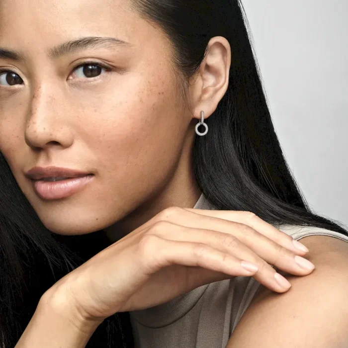 Sparkling Double Hoop Earrings - Image 4