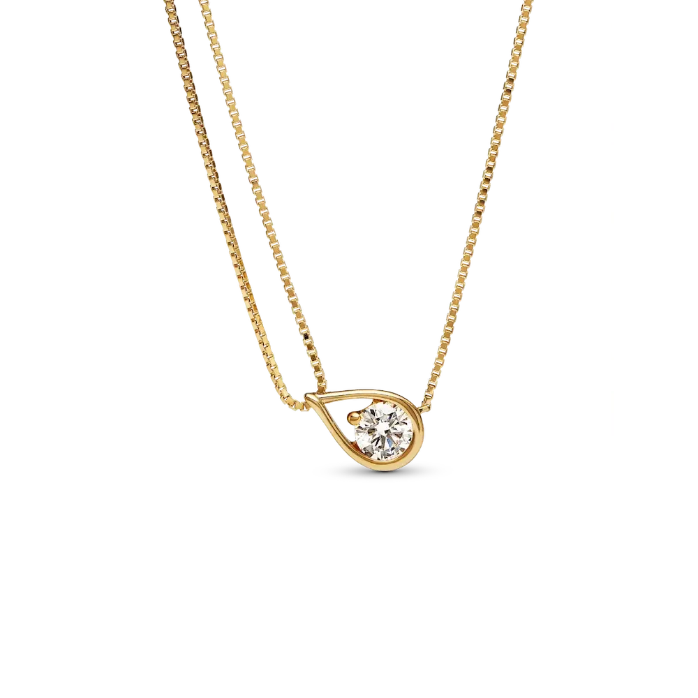 352093C01_RGB.webp Pandora Infinite 14k Gold Lab-grown Diamond Double Chain Collier Necklace - Image 1