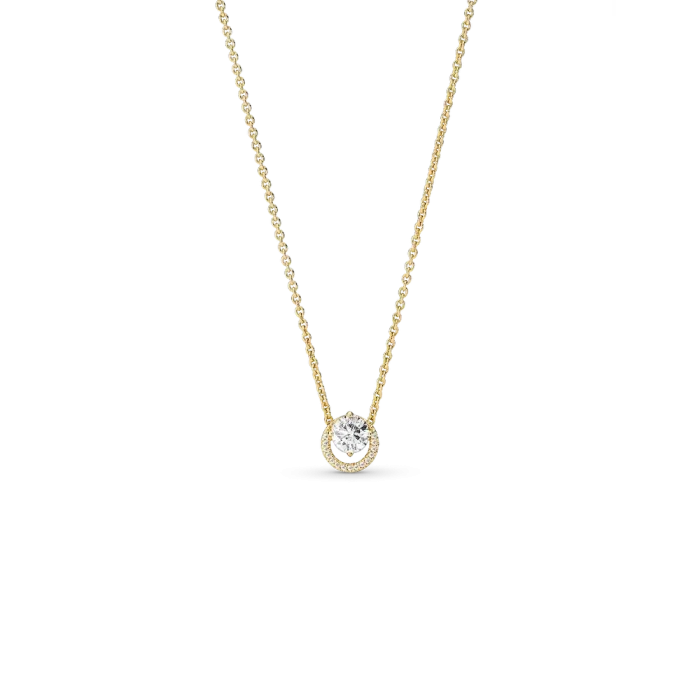 Sparkling Round Halo Pendant Collier Necklace - Image 2
