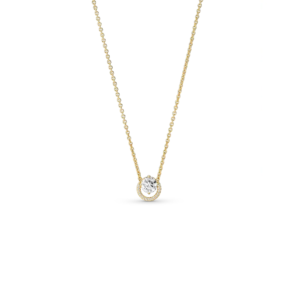 Sparkling Round Halo Pendant Collier Necklace