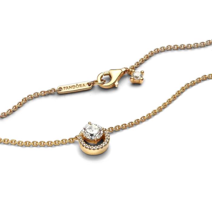 Sparkling Round Halo Pendant Collier Necklace - Image 6