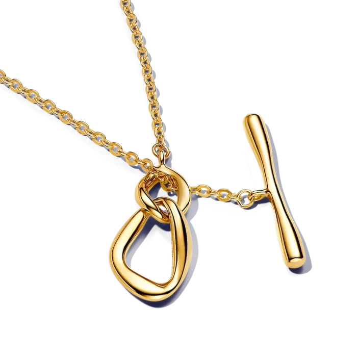 Organically Shaped Circles T-bar Necklace - Image 5