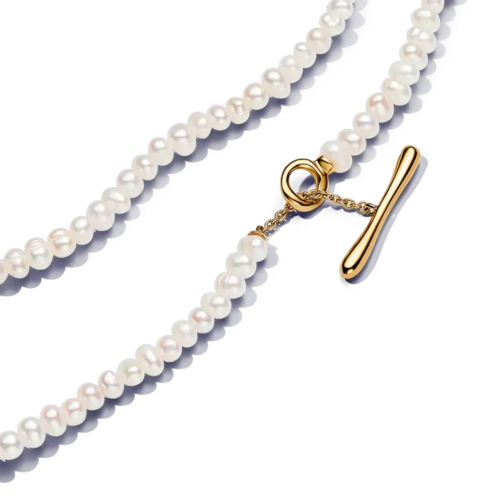Treated Freshwater Cultured Pearls T-bar Collier Necklace - Image 5