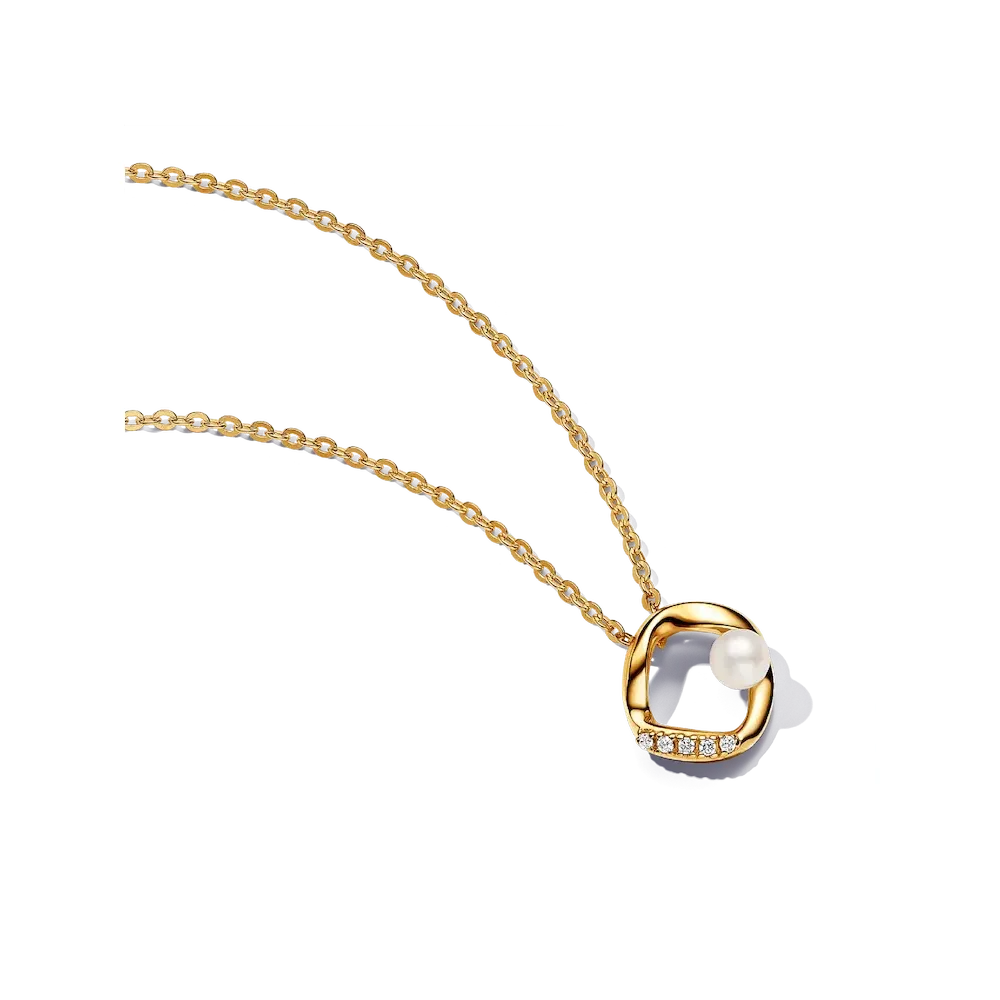 363303C01_RGB.webp Organically Shaped Pavé Circle & Treated Freshwater Cultured Pearl Collier Necklace - Image 1