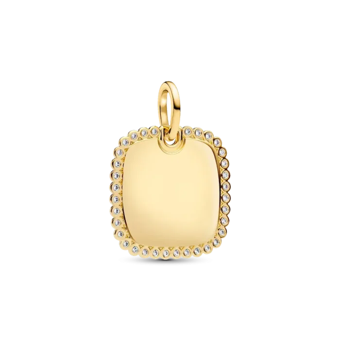 Engravable Sparkling Square Tag Pendant Necklace - Image 2