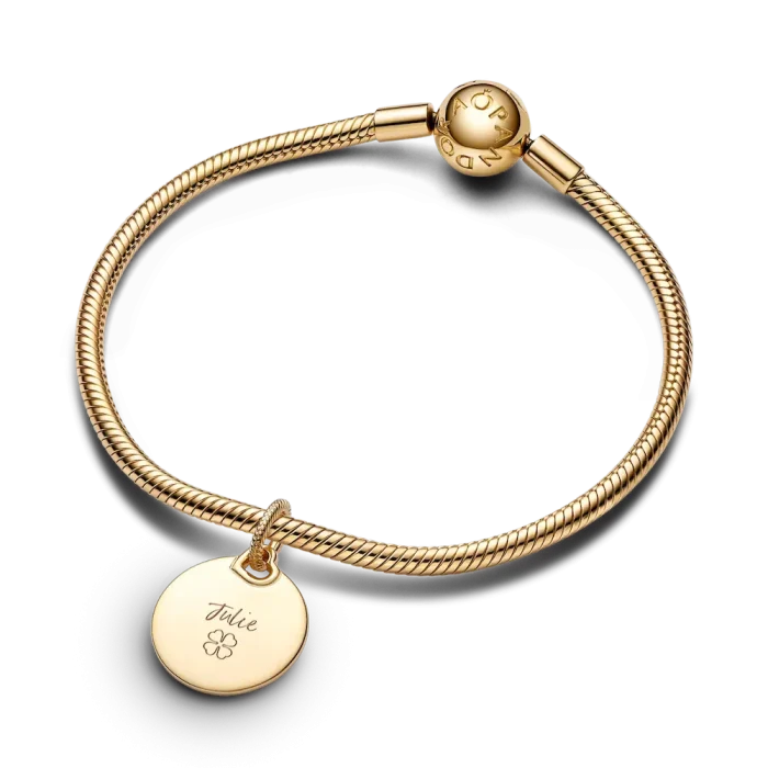 Engravable Round Tag Dangle Charm Bracelet Set - Image 14