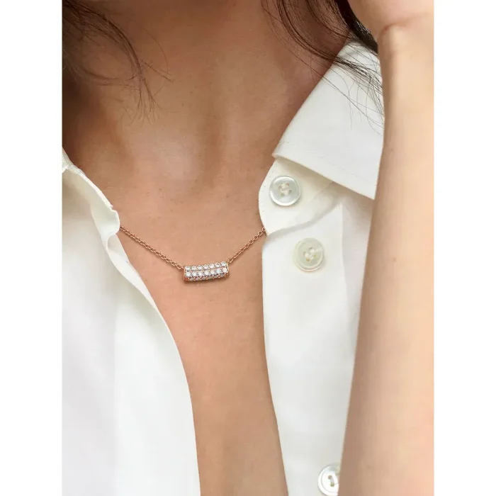 Pavé Rose Double-row Necklace and Earring Set - Image 4