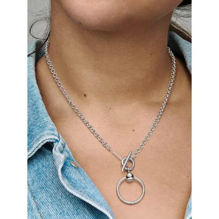 FINAL SALE - Pandora Moments O Pendant T-bar Necklace - Image 2