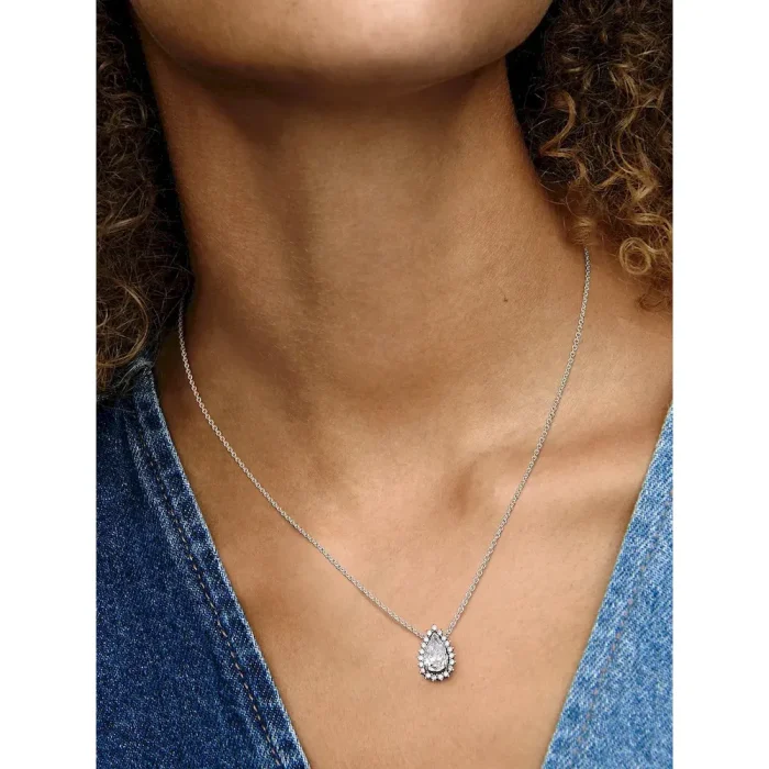 Sparkling Pear Halo Collier Necklace - Image 2