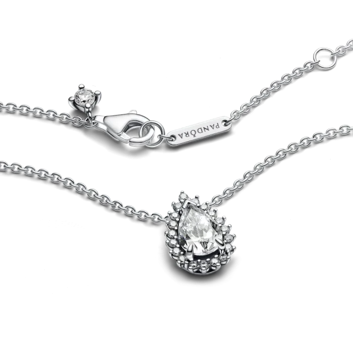 Sparkling Pear Halo Collier Necklace - Image 5