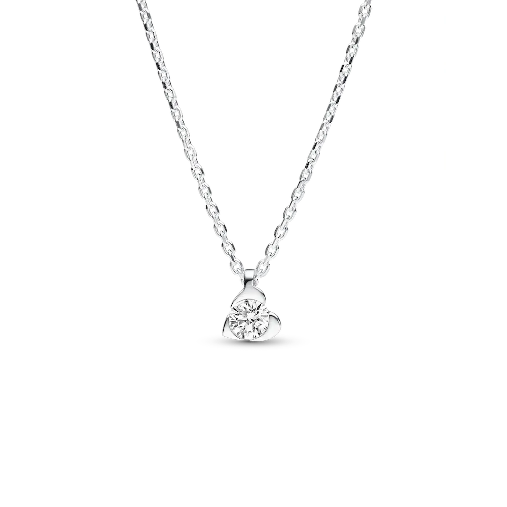 Pandora Talisman Sterling Silver Lab-grown Diamond Heart Pendant Necklace