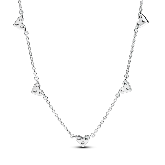 Triple Stone Heart Station Necklace and Earring Set - Image 7