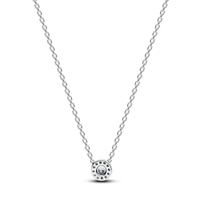 Round Pavé Halo Collier Necklace - Image 2