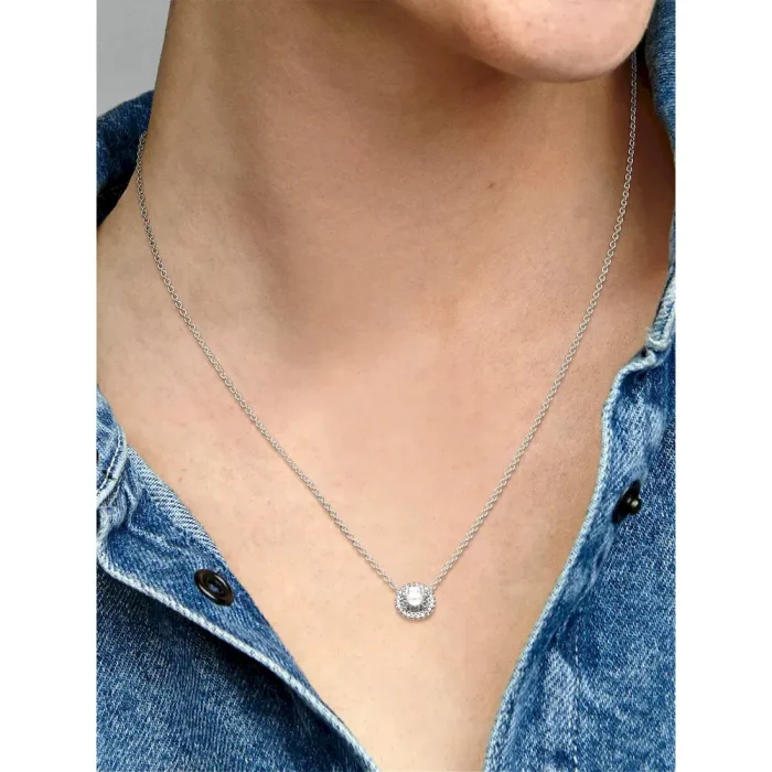 Round Sparkle Halo Necklace - Image 2