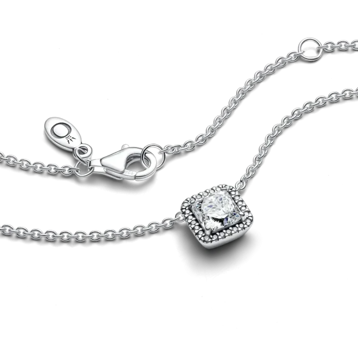 Square Sparkle Halo Necklace - Image 4