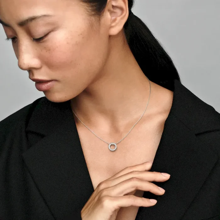 Pandora Logo Pavé Circle Collier Necklace - Image 3