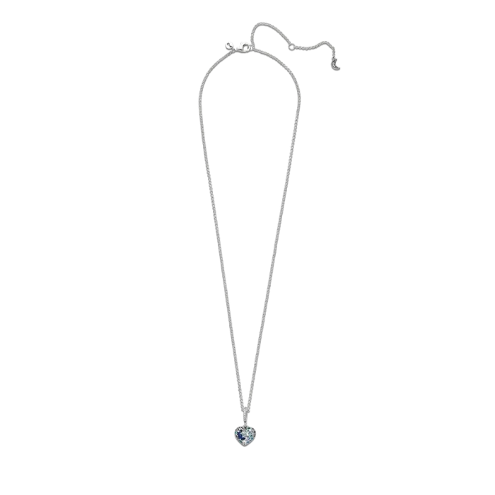 Sparkling Blue Moon & Stars Heart Necklace - Image 4