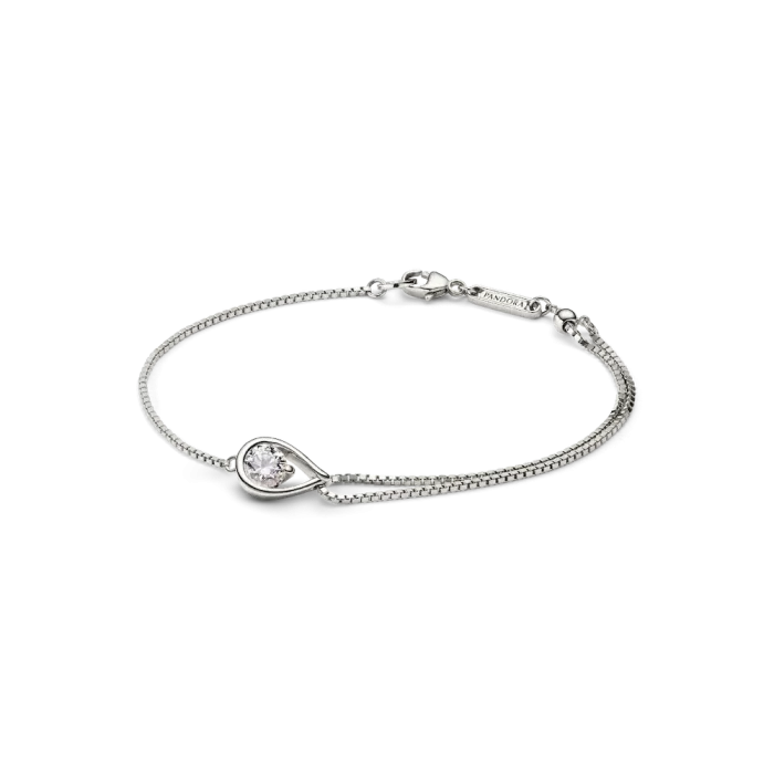 Pandora Infinite 14k White Gold Lab-grown Diamond Double Chain Bracelet - Image 2