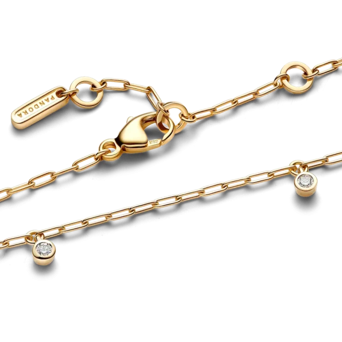 Pandora Era Bezel Lab-Grown Diamond Dangle Paperclip Chain Bracelet - Image 5