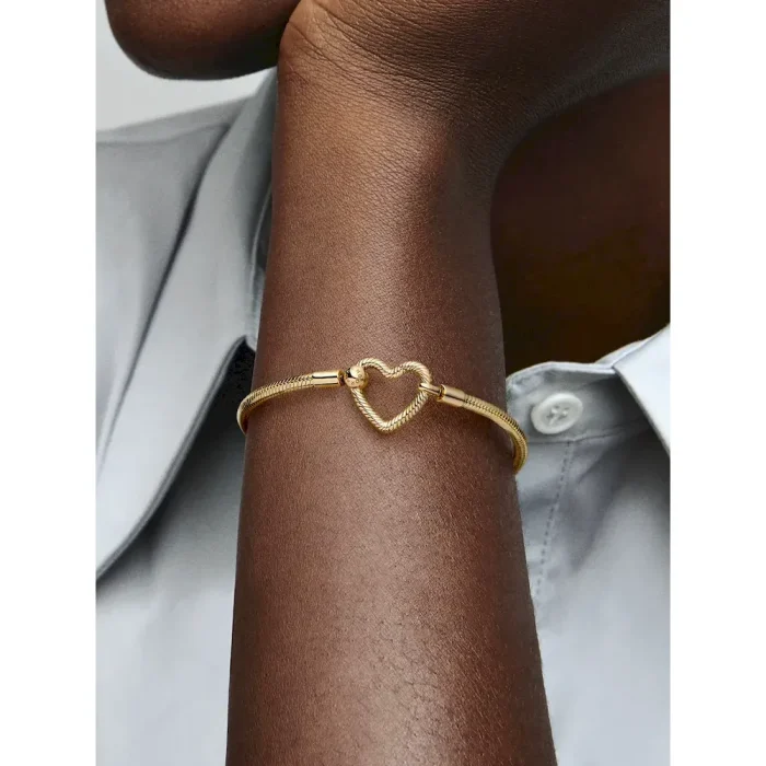 Pandora Moments Heart Closure Snake Chain Bracelet - Image 3