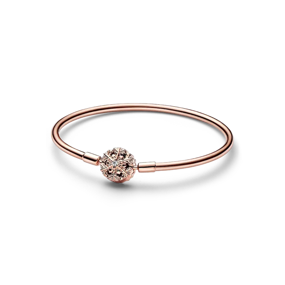 FINAL SALE - Pandora Moments Sparkling Snowflake Clasp Bangle