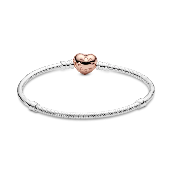 Pandora Moments Pavé Heart Clasp Snake Chain Bracelet - Image 2