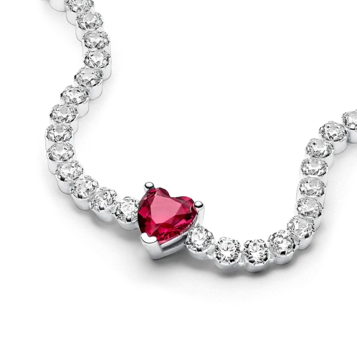 Red Sparkling Heart Tennis Bracelet - Image 4