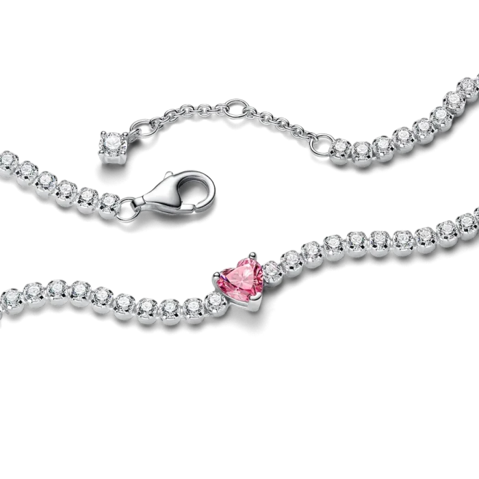 Pink Sparkling Heart Bracelet and Earring Set - Image 8
