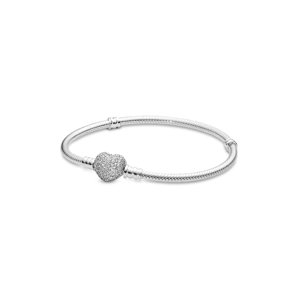 Moments Sparkling Heart & Snake Chain Bracelet