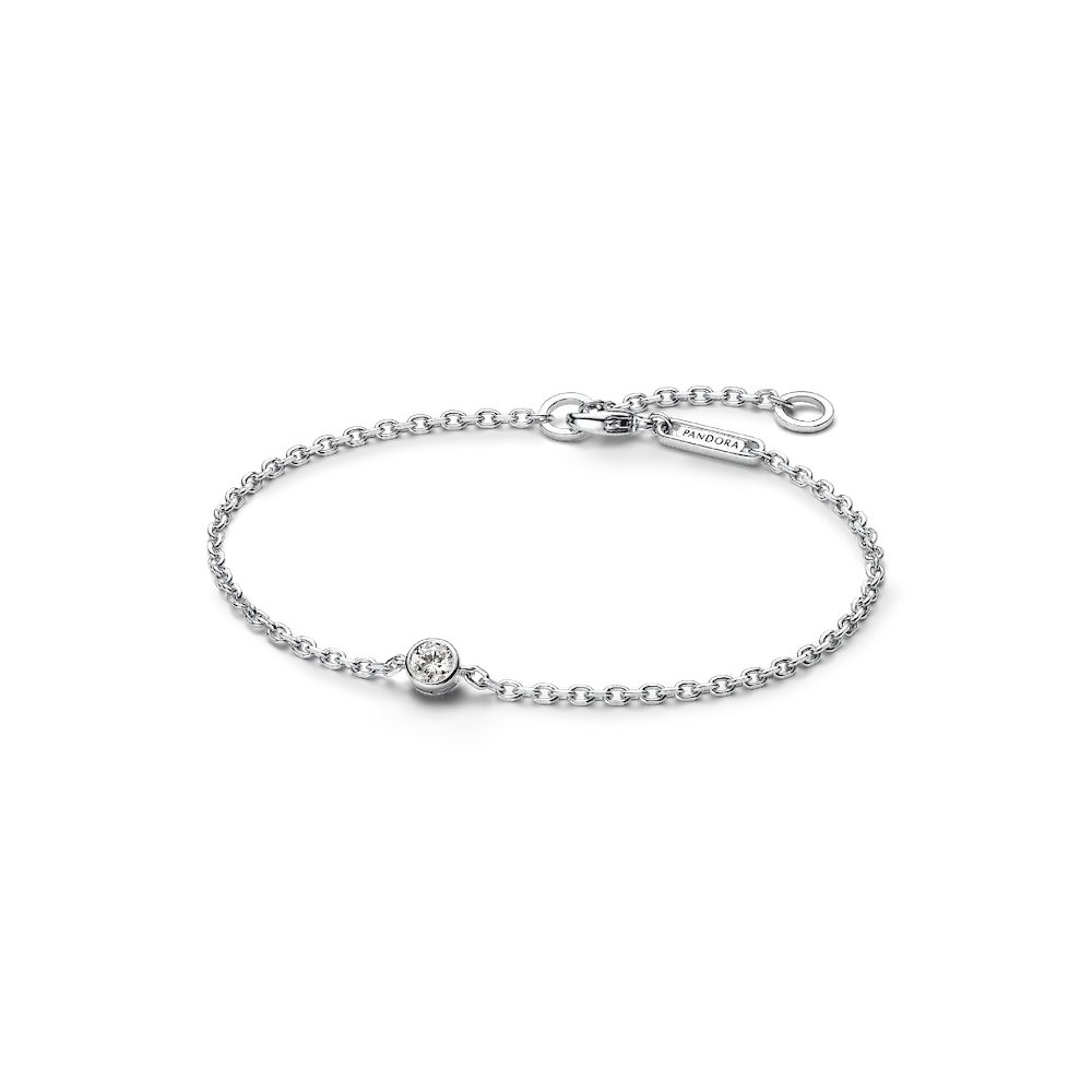 Pandora Era Bezel Sterling Silver Lab-grown Diamond Chain Bracelet
