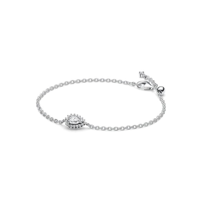 Sparkling Pear Halo Chain Bracelet - Image 2