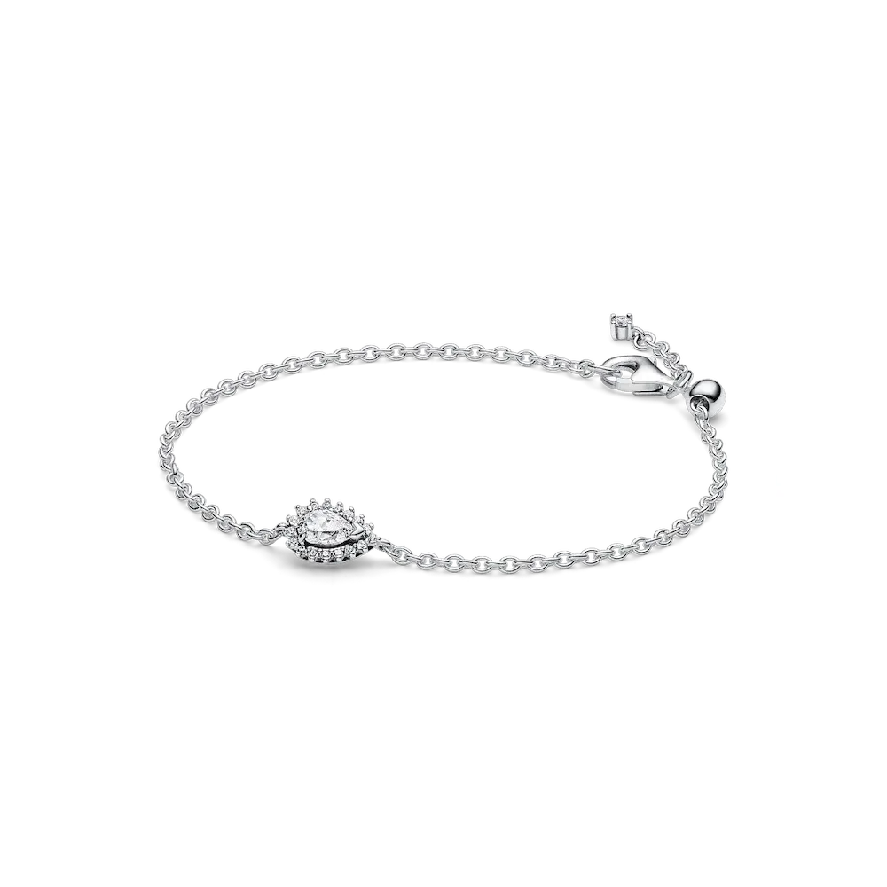 Sparkling Pear Halo Chain Bracelet
