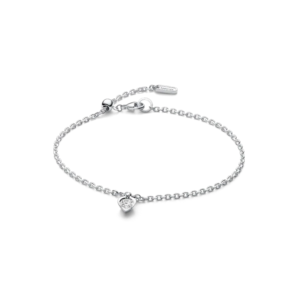Pandora Talisman Sterling Silver Lab-grown Diamond Heart Chain Bracelet