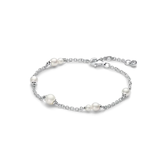 Treated Freshwater Cultured Pearl Station Chain Bracelet - Image 2