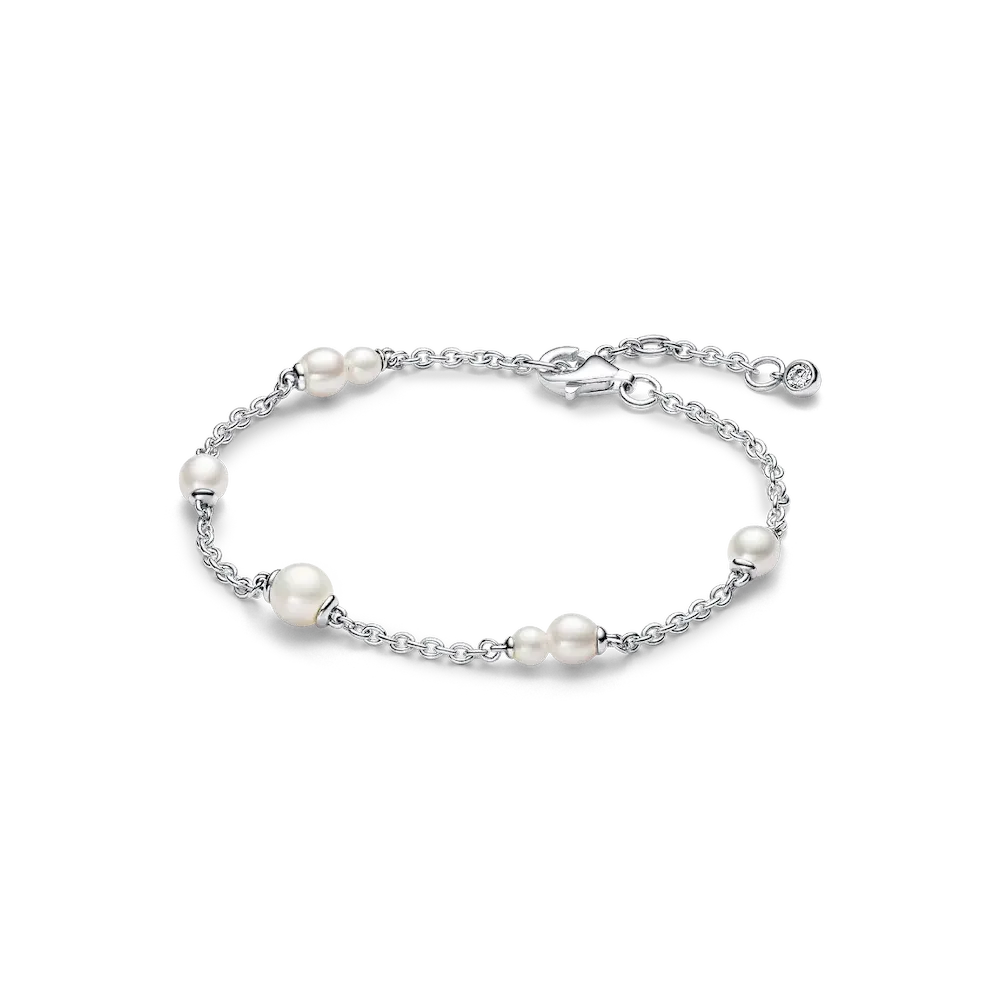 Treated Freshwater Cultured Pearl Station Chain Bracelet