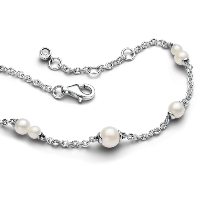 Treated Freshwater Cultured Pearl Station Chain Bracelet - Image 7