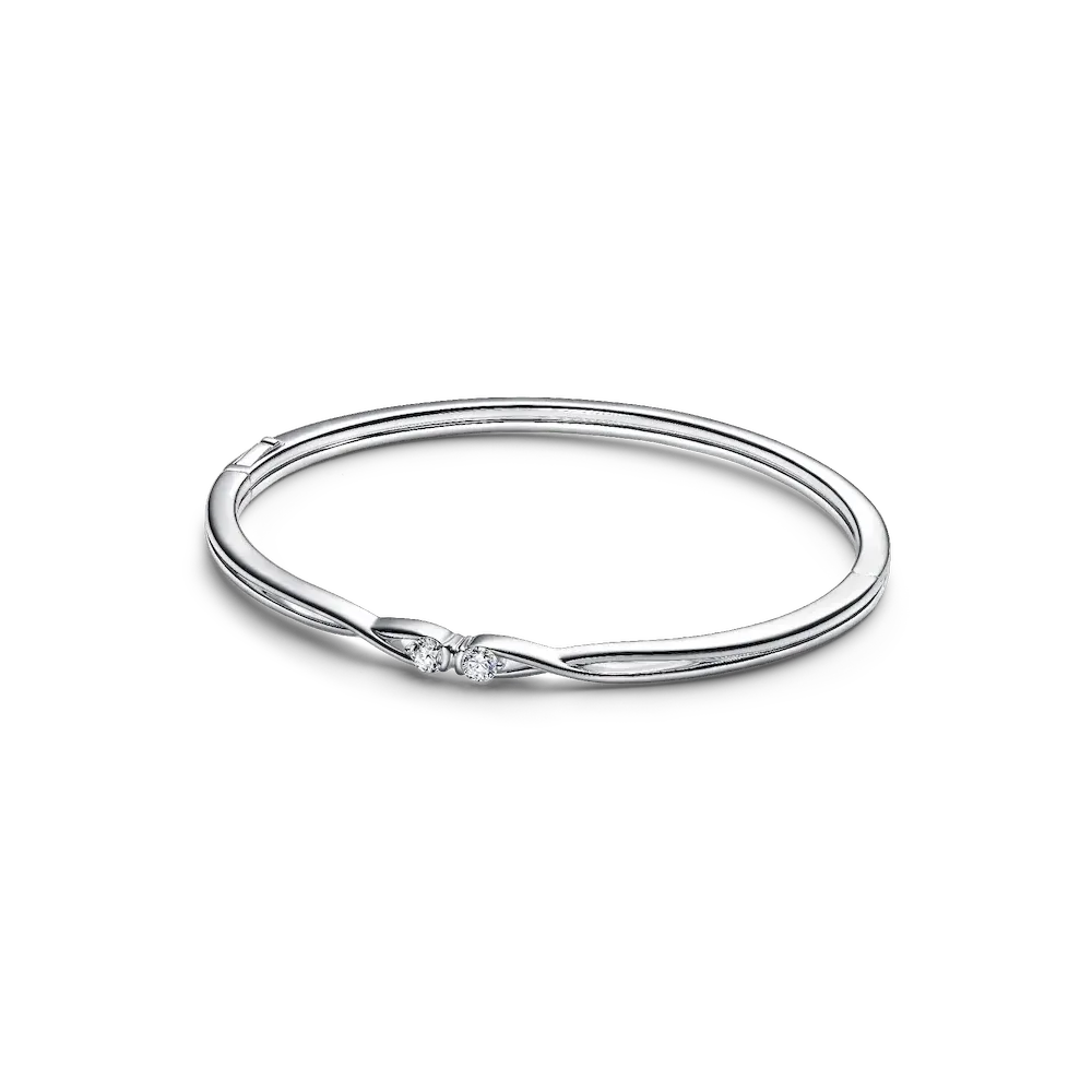 Pandora Infinite Sterling Silver Double-Facing Lab-grown Diamond Bangle