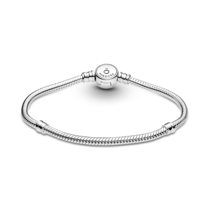Pandora Moments Sparkling Blue Disc Clasp Snake Chain Bracelet - Image 7