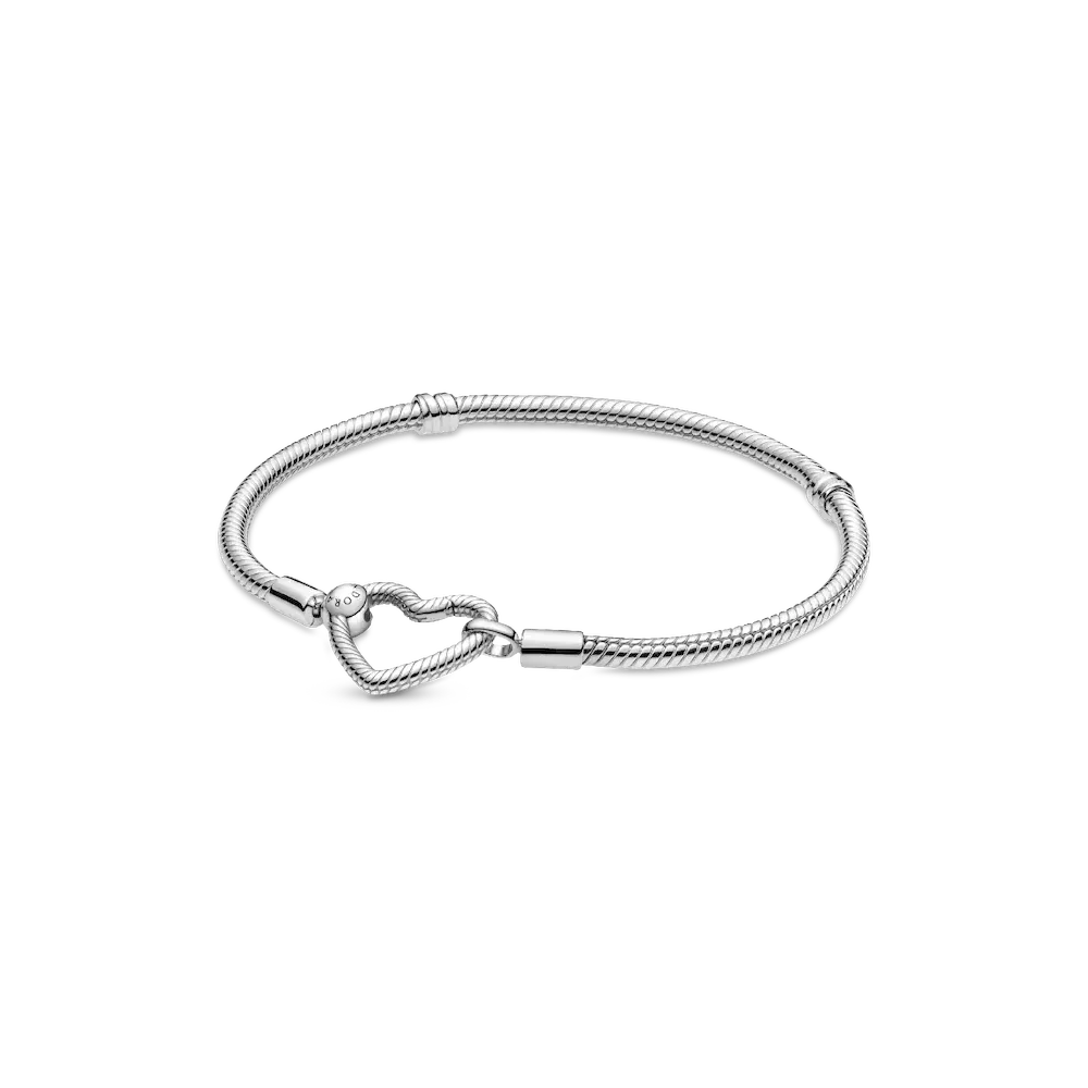 Pandora Moments Heart Closure Snake Chain Bracelet