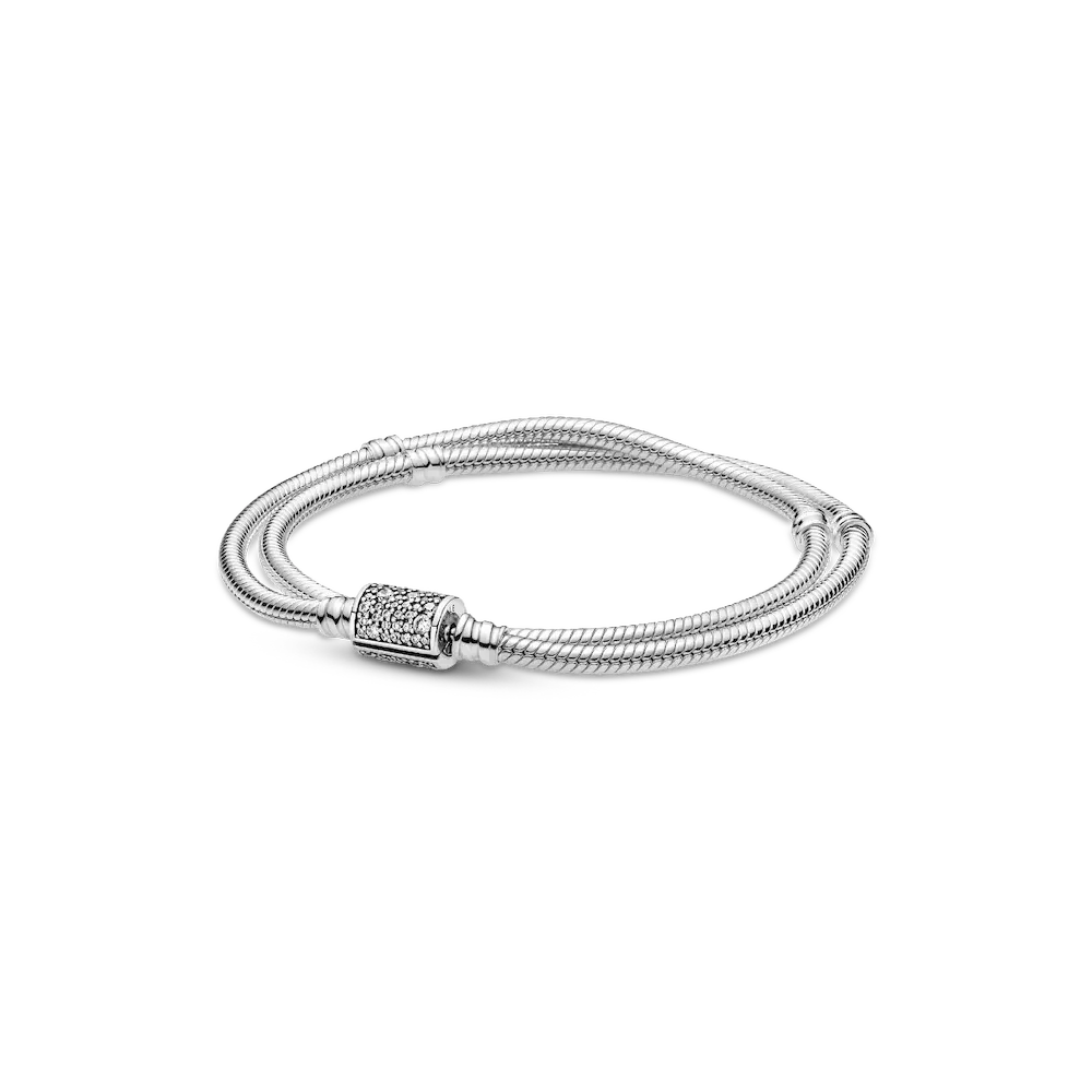 Pandora Moments Double Wrap Barrel Clasp Snake Chain Bracelet/Necklace